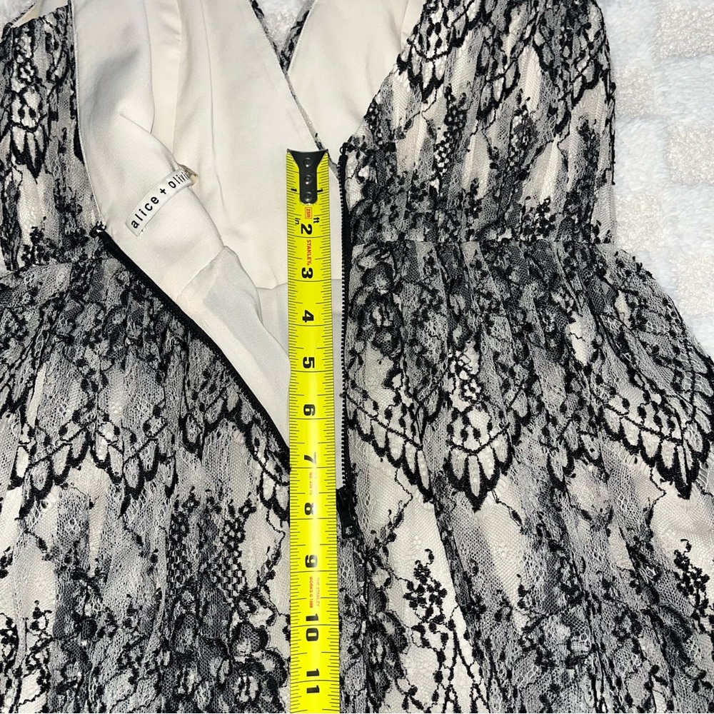 Alice + Olivia Women’s Lace Mesh Lined V-Neck Cocktail Dress • Size 4 - Picture 8 of 15